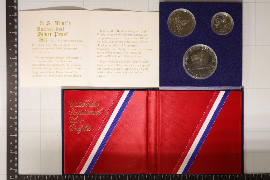 1976 US BICENTENNIAL SILVER 3 COIN PF SET