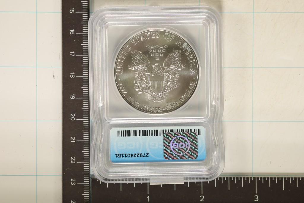 2015 AMERICAN SILVER EAGLE ICG MS70 1 OZ. SILVER