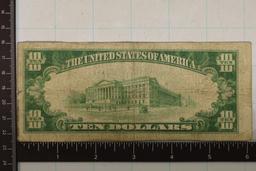 1934 US $10 SILVER CERTIFICATE BLUE SEAL