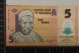 2009 BANK OF NIGERIA CRISP UNC 5 NAIRA POLYMER