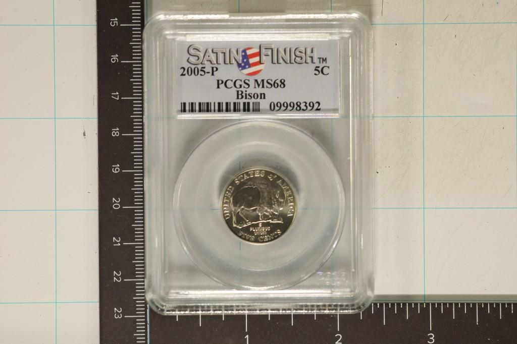 2005-P BISON NICKEL PCGS MS68 SATIN FINISH