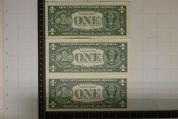 3 CRISP US STAR $1 SILVER CERTIFICATES: 1957,