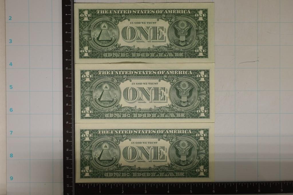 3 CRISP US STAR $1 SILVER CERTIFICATES: 1957,