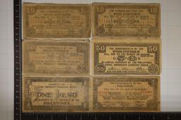 6-PHILIPPINES EMERGENCY CURRENCY NOTES CIRCA
