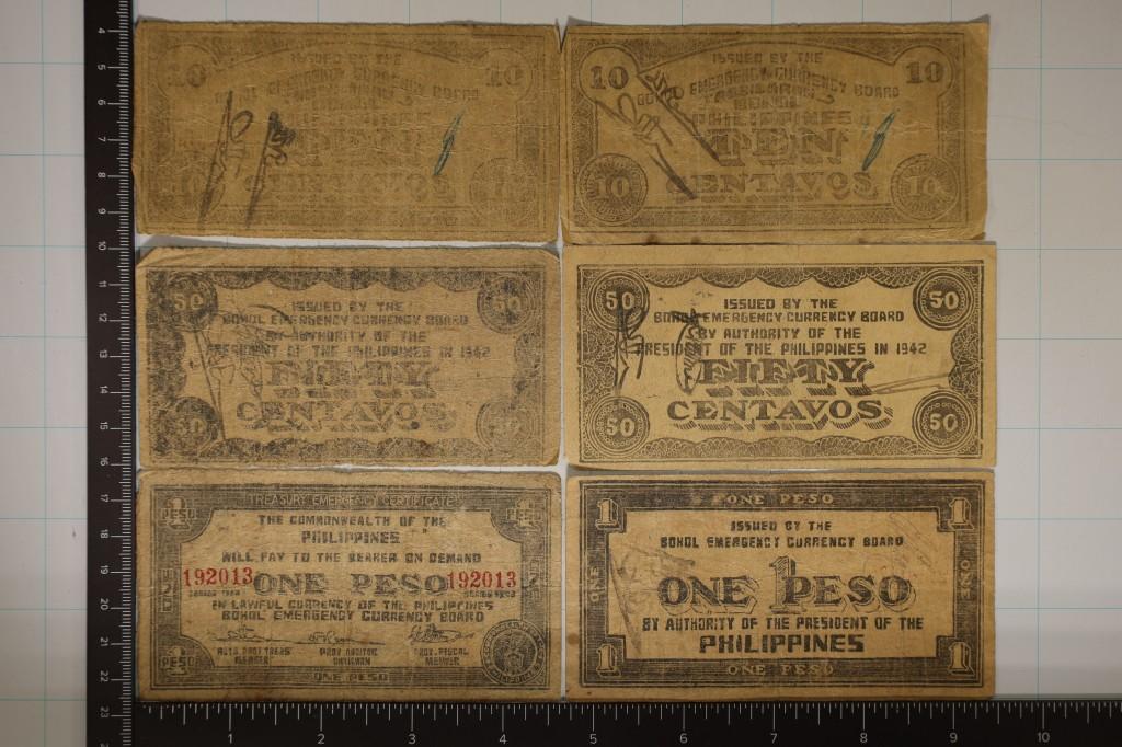 6-PHILIPPINES EMERGENCY CURRENCY NOTES CIRCA