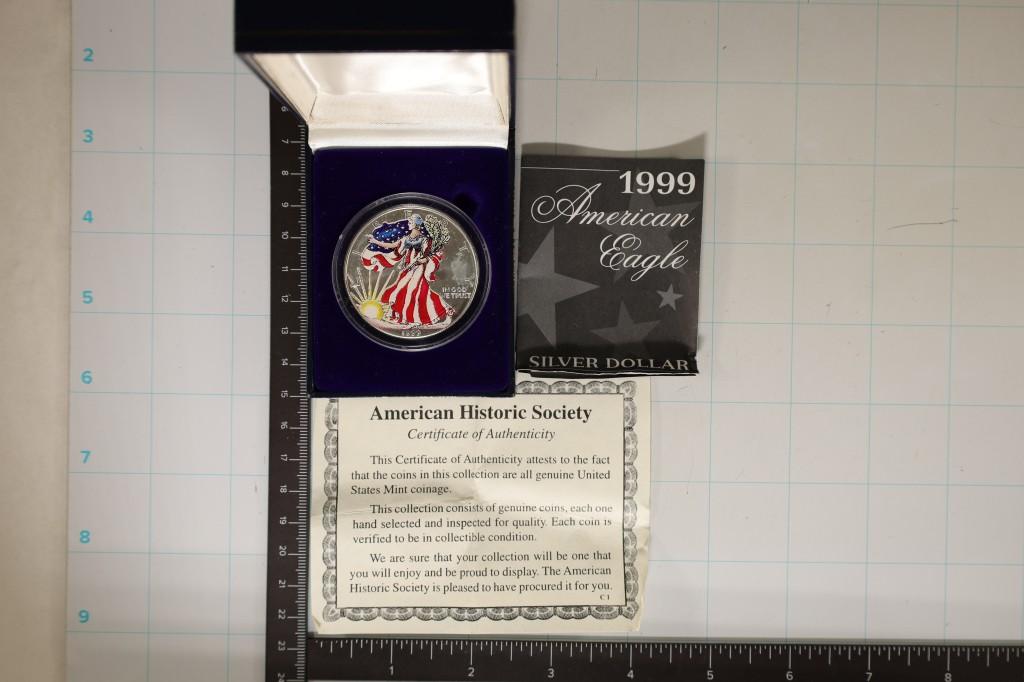 1999 AMERICAN SILVER EAGLE COLORIZED ON THE