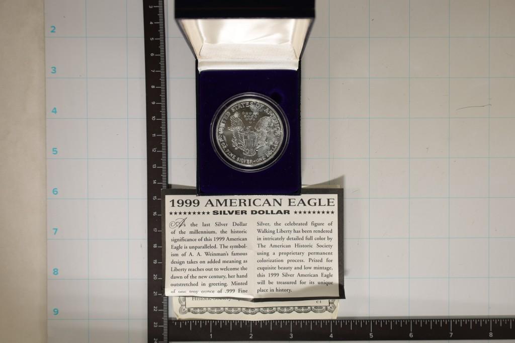 1999 AMERICAN SILVER EAGLE COLORIZED ON THE