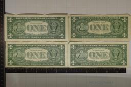 4-$1 SILVER CERTIFICATES: 1957, 2-57-A & 1957-B