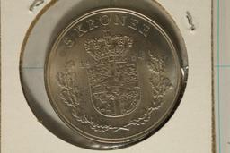 1964 DENMARK SILVER UNC 5 KRONER .4372 OZ. ASW