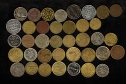 38 ASSORTED METAL ARCADE AND AMUESMENT TOKENS