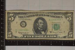 1963-A $5 GREEN SEAL STAR NOTE