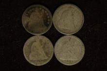 1854-O, 75, 76 & 1889 SILVER SEATED LIBERTY DIMES