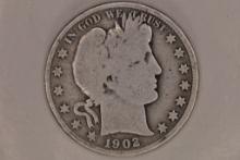 1902-S SILVER BARBER HALF DOLLAR