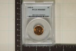 1955-S LINCOLN WHEAT CENT PCGS MS66RD