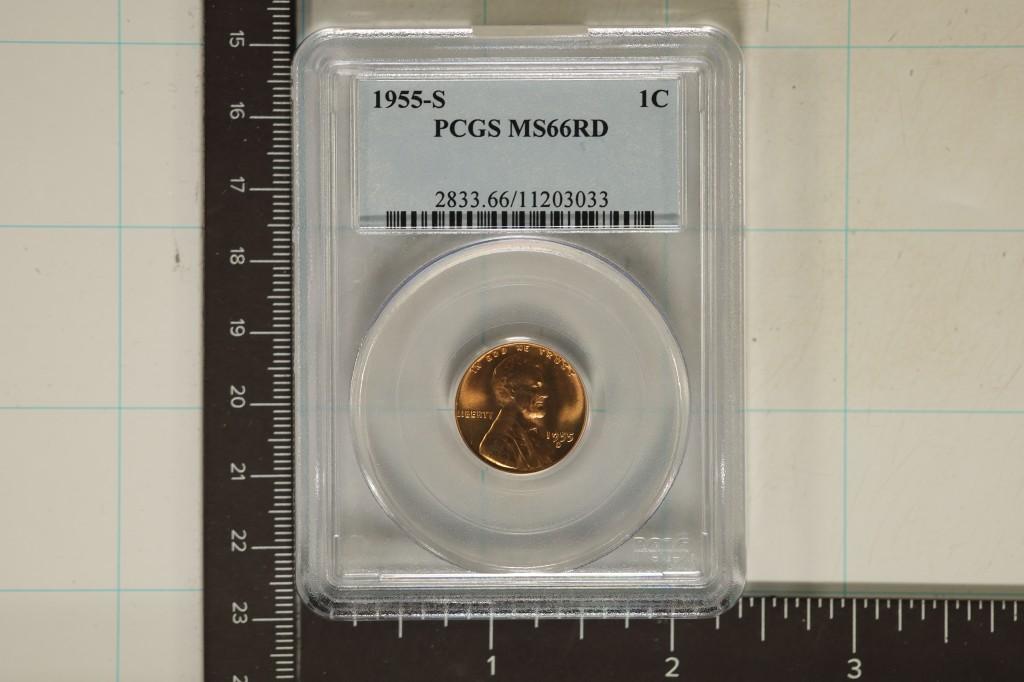 1955-S LINCOLN WHEAT CENT PCGS MS66RD