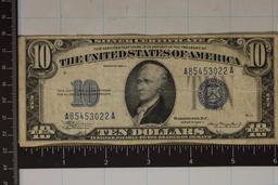 1934-A US $10 SILVER CERTIFICATE BLUE SEAL