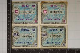 4-JAPANESE MILITARY PAYMENT CERTS. 2-10 SEN AND