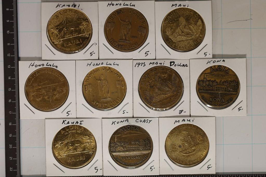 10-ASSORTED HAWAII METAL SO CALLED DOLLARS