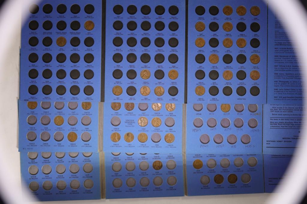 3-LINCOLN CENT WHITMAN ALBUMS 63 COINS TOTAL