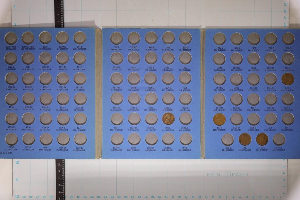 3-LINCOLN CENT WHITMAN ALBUMS 63 COINS TOTAL