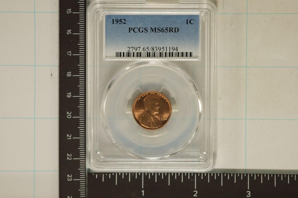 1952 LINCOLN WHEAT CENT PCGS MS65RD