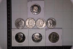 10-KENNEDY HALF DOLLARS: 2-1971-S PF, 1-1977-S PF,