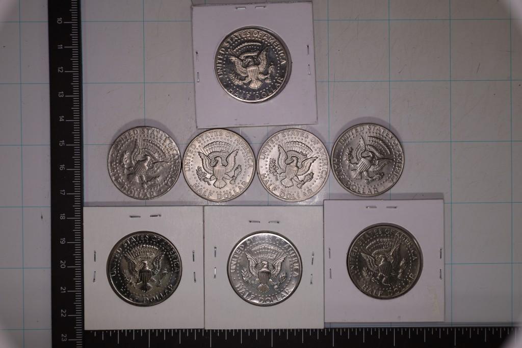 10-KENNEDY HALF DOLLARS: 2-1971-S PF, 1-1977-S PF,