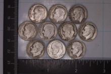 10 SILVER ROOSEVELT DIMES: 1946-1964