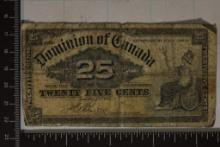 1900 DOMINION OF CANADA 25 CENT FRACTIONAL BILL