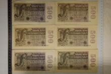 6-1923 GERMAN 500 MILLION MARK BANKNOTES