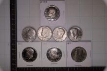 10-KENNEDY HALF DOLLARS: 2-1971-S PF, 1-1977-S PF,