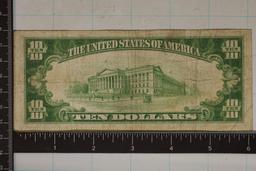 1934-A US TEN DOLLAR SILVER CERTIFICATE BLUE SEAL
