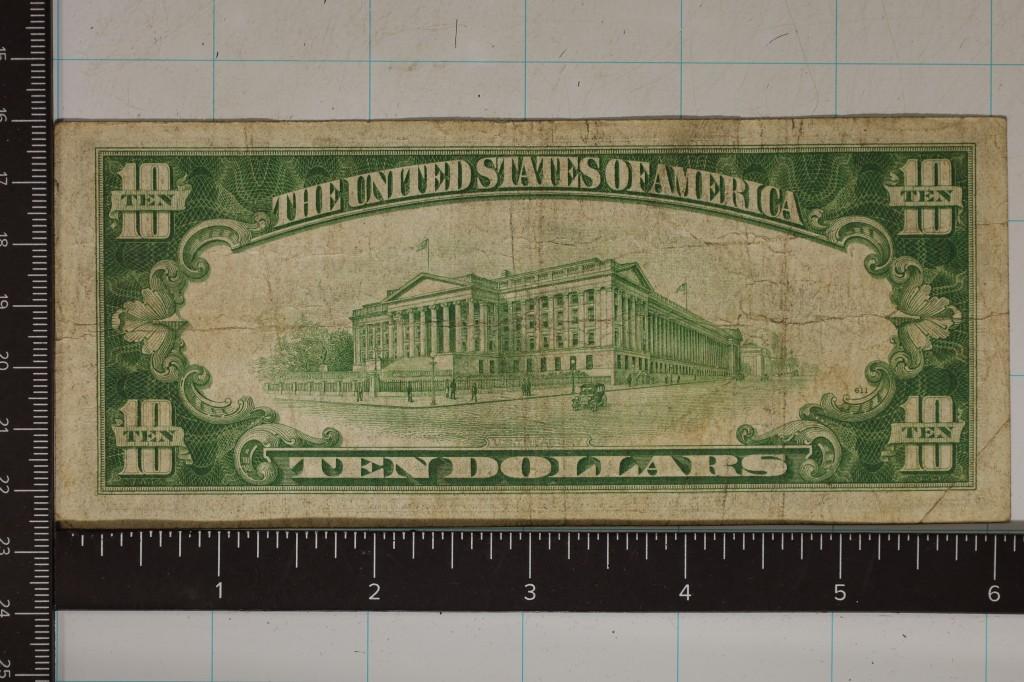 1934-A US TEN DOLLAR SILVER CERTIFICATE BLUE SEAL