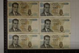 6-1964 BELGIUM 20 FRANCS SOME EDGE RIPS NOTED