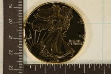 GOLD ELECTROPLATED 1999 AMERICAN SILVER EAGLE. UNC