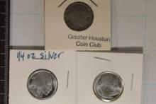 1 BUFFALO NICKEL & 2-1/10 OZ. .999 SILVER ROUNDS