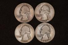 1939, 40, 42 & 43-D WASHINGTON SILVER QUARTERS