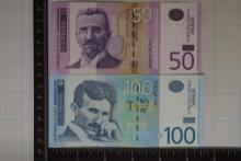 2 SERBIAN BILLS: 2014-50 DINAR & 2013-100 DINAR