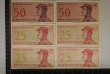 6-1964 INDONESIA BILLS: 4-25 SEN AND 2-50 SEN