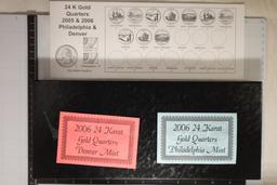 2005 & 06 P & D 24KT GOLD PLATED US STATE QUARTER