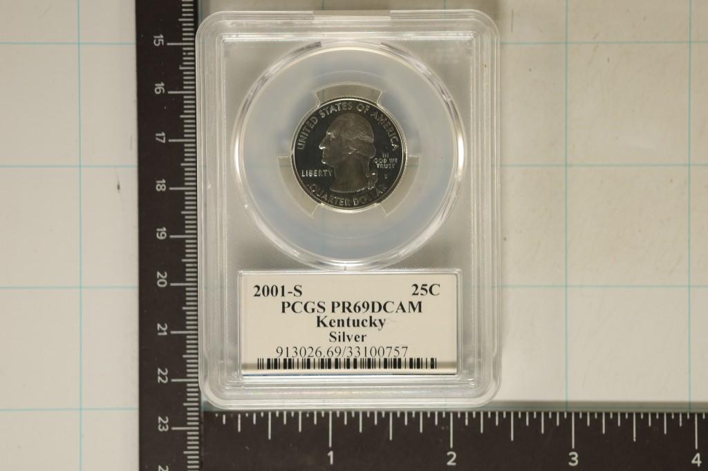 2001-S SILVER KENTUCKY QUARTER PCGS PR69 DCAM