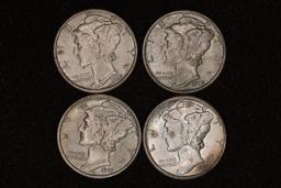 2-1939, 1941 & 1941-D SILVER MERCURY DIMES AU UNC