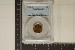1958-D LINCOLN WHEAT CENT PCGS MS66RD