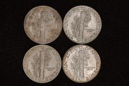 2-1939, 1941 & 1941-D SILVER MERCURY DIMES AU UNC