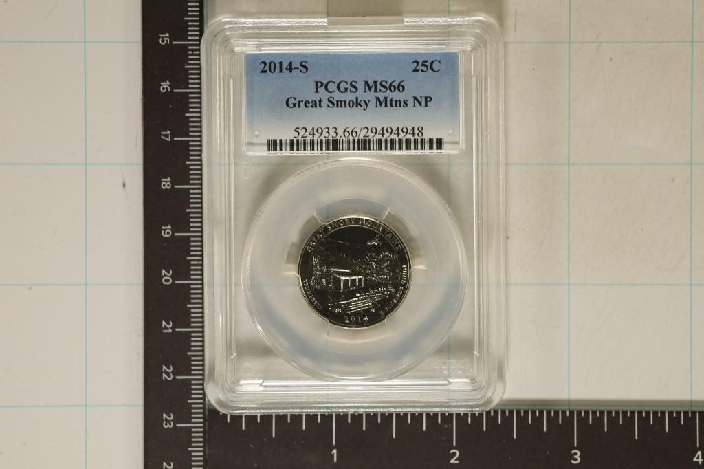 2014-S GREAT SMOKEY MTNS N.P. QUARTER PCGS MS66
