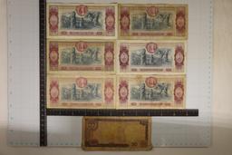 7-COLUMBIA BILLS: 6-10 PESO AND 1-50 PESO.