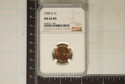 1958-D LINCOLN WHEAT CENT NGC MS66 RED