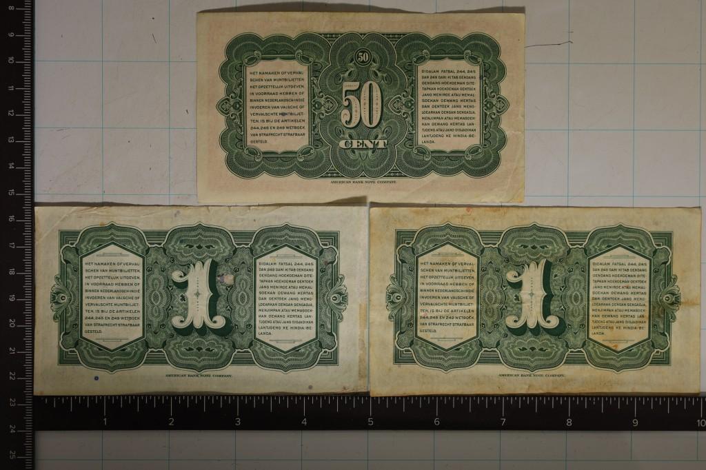 3-1943 NEDERLAND INDIE BILLS: 2-1 GULDEN & 1-50