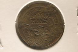 1853 US HALF CENT DAMAGED