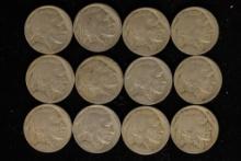 12 FULL DATE BUFFALO NICKELS: 1927-P & S'S